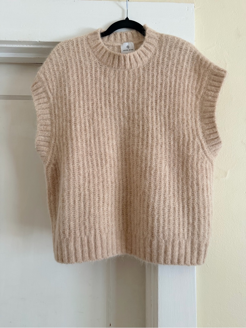 ANINE BING Adam Vest Oatmeal Alpaca Wool Sweater Vest Size M